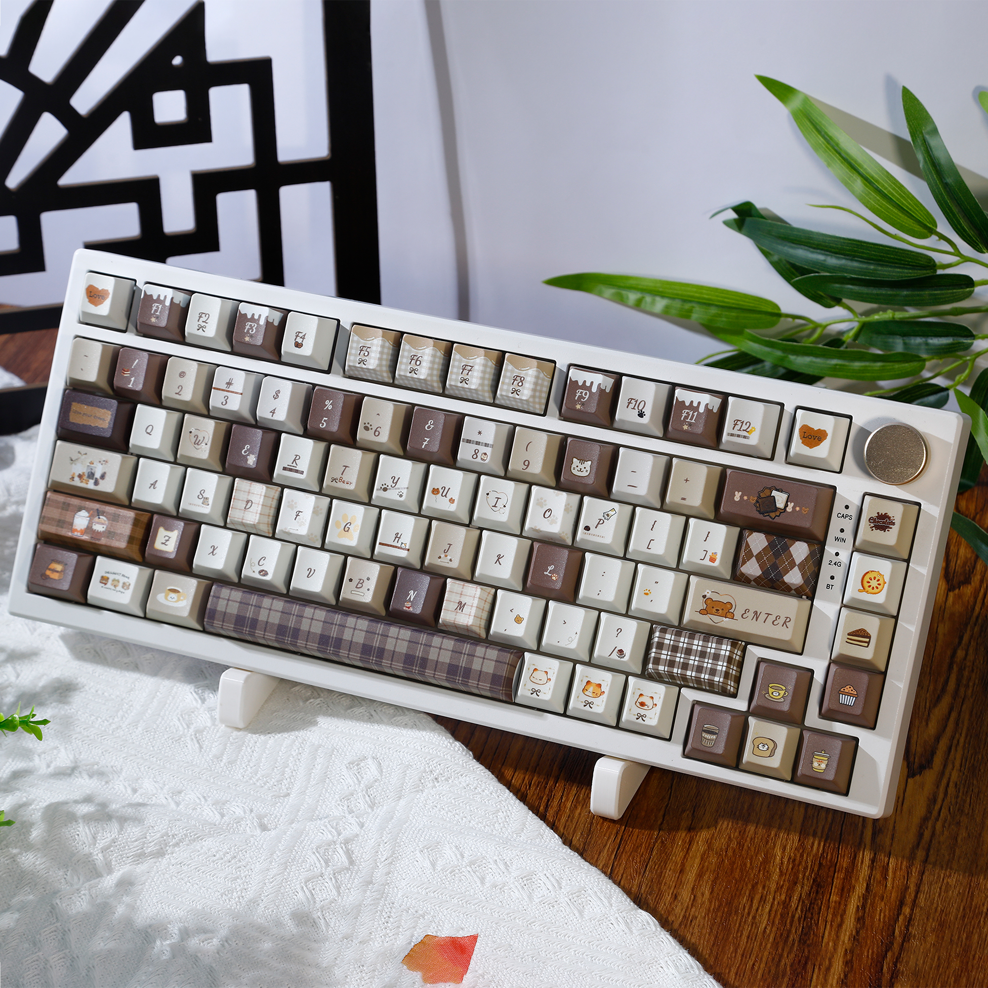 嗨前沿喵呜咖啡厅PBT可爱喵猫原厂圆润类MOA正刻侧刻透光键盘帽