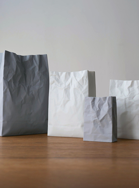 西米集市日本进口Ceramic Japan小松诚褶皱纸袋花瓶侘寂crinkle陶