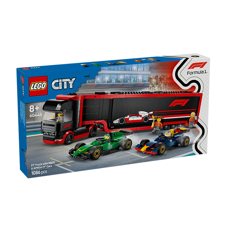 【1月新品】乐高60445F1卡车与红牛RB20和阿斯顿·马丁赛车玩具男