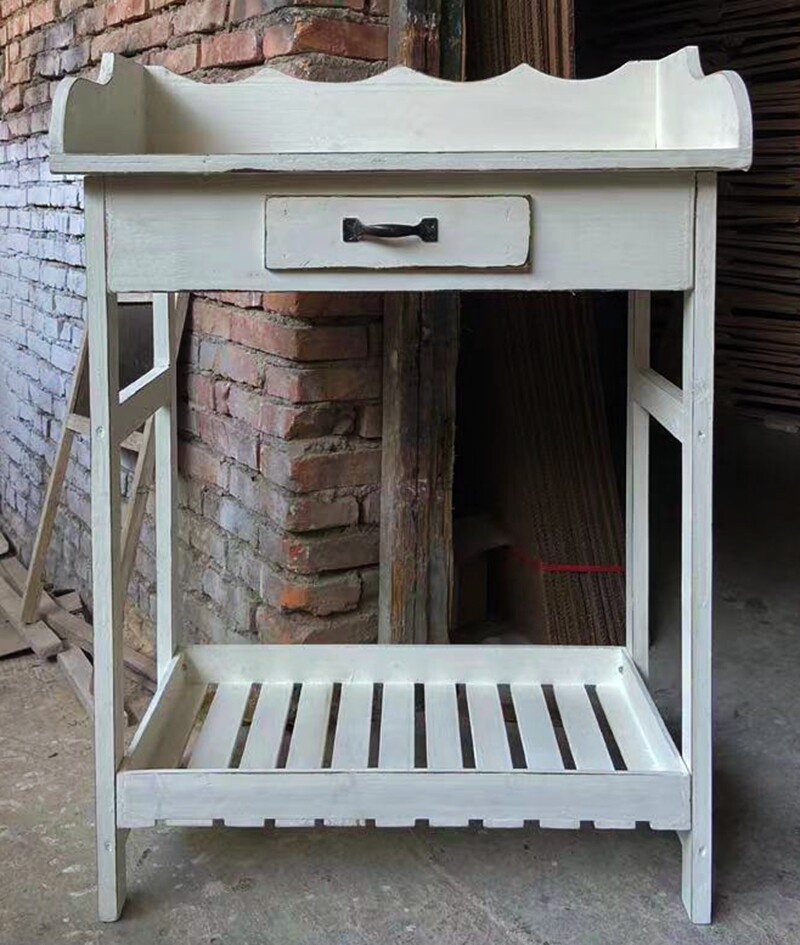 促销包邮 美式乡村风格做旧实木花架玄关桌花园园艺工作台收纳架