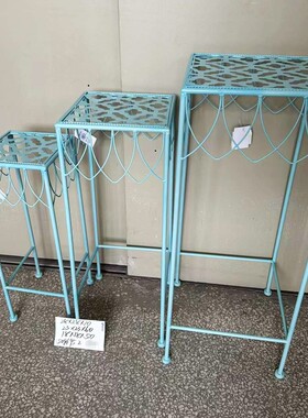包邮美式铁艺蓝色立式方形花盆架