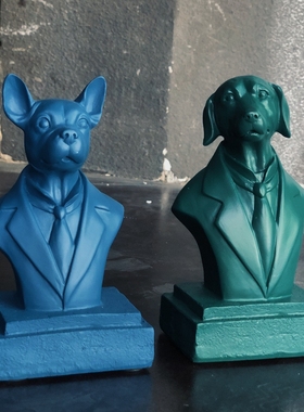 波普风绅士狗高档树脂摆件半身像