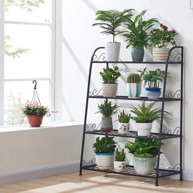 包邮促销 客厅落地铁艺四层花架家用阳台花架植物摆放花盆置物架