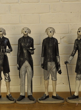 创意绅士狗做旧高档树脂摆件