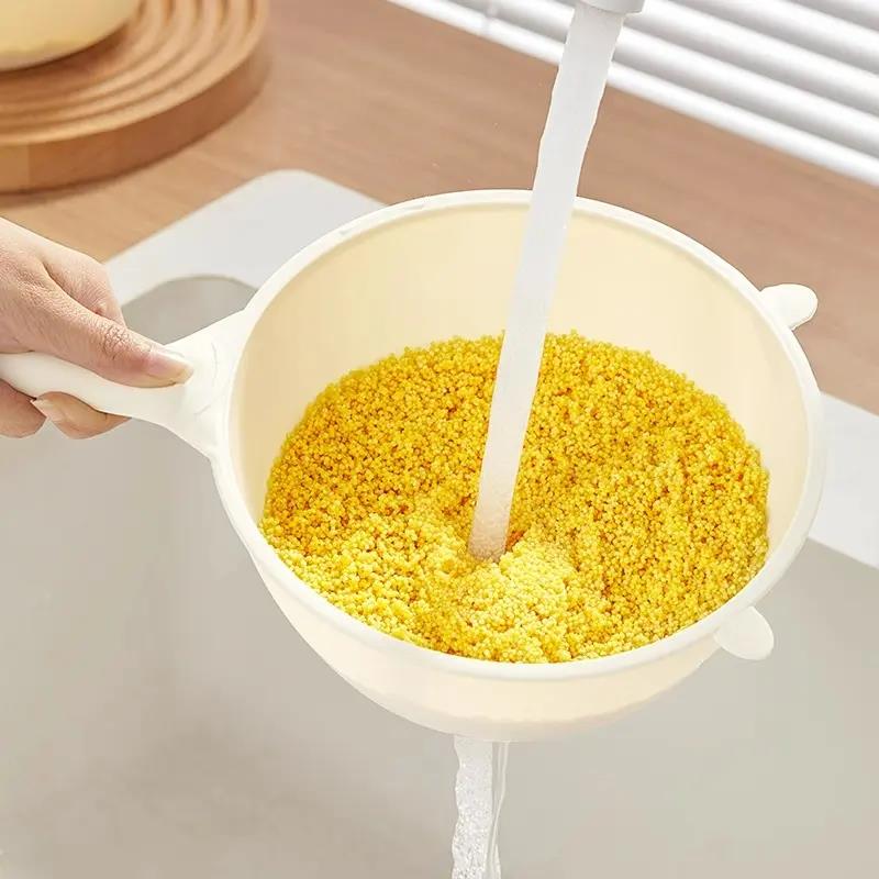 F淘小米神器洗米筛淘米盆细孔过滤勺厨房家用洗菜盆沥水果篮子C