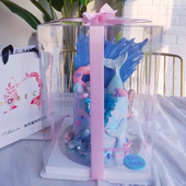 12寸单层双三层网红气球加高烘焙包装 透明生日蛋糕盒子 盒