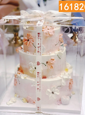 生日蛋糕盒子透明14四5五16六18八十10寸12寸20 单双层加高包装盒