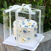 透明生日蛋糕盒子14四六6八8十10寸12礼物打包手提加高三层包装 盒