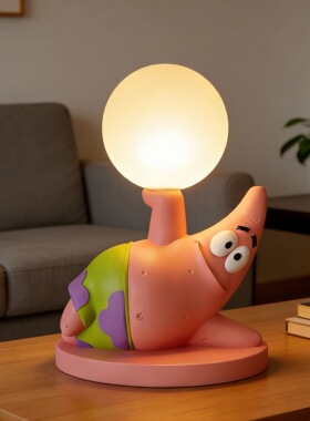 儿童房派大星台灯男孩卧室月球氛围感小夜灯创意礼物床头灯