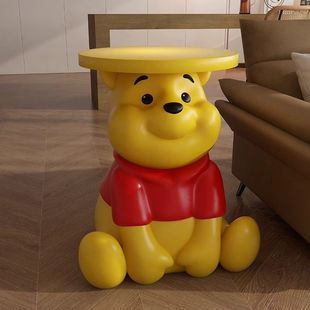 2024新款创意噗噗小熊客厅沙发边几可移动茶几床头柜落地装饰摆件