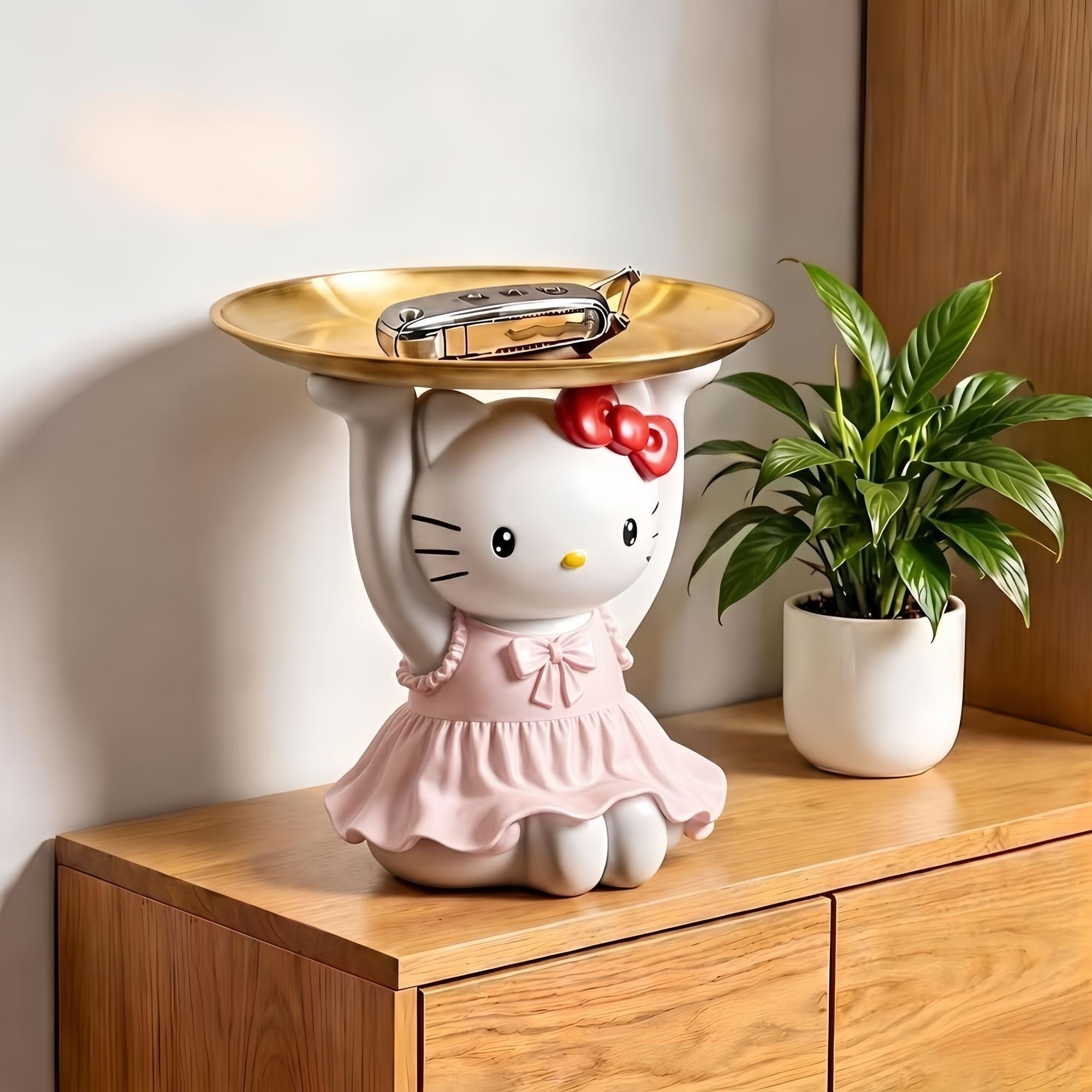 HelloKitty钥匙收纳玄关摆件装饰托盘高档客厅进门入户门口乔迁