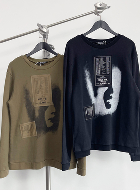 【现货】RAF SIMONS ARCHIVE 05AW做旧贴布先锋印花人像卫衣