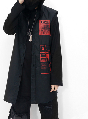 【现货】RAF02 REDUX21SS ARCHIVE贴布宽松连帽无袖衬衫马甲男女