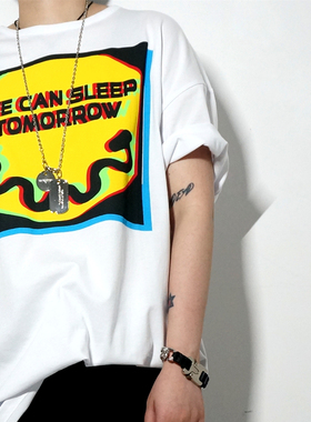 【现货】B.N自主新潮INS波普重影3D短袖OVERSIZE男女同款宽松T恤