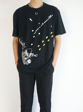 【现货】B.N RAF18AW SIMONS ARICHIVE太空人像素宽松T恤男女短袖