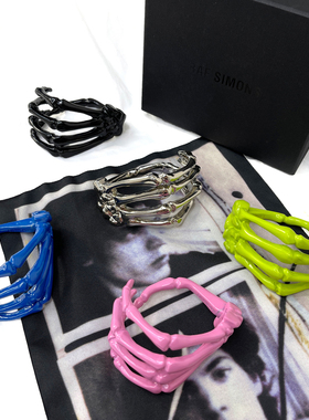 【现货】RAF 21FW SIMONS 秀场主推骷髅爪可调节衬衫夹子手环男女