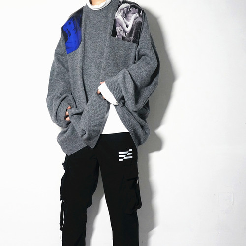 自主人像oversize长款毛衣现货