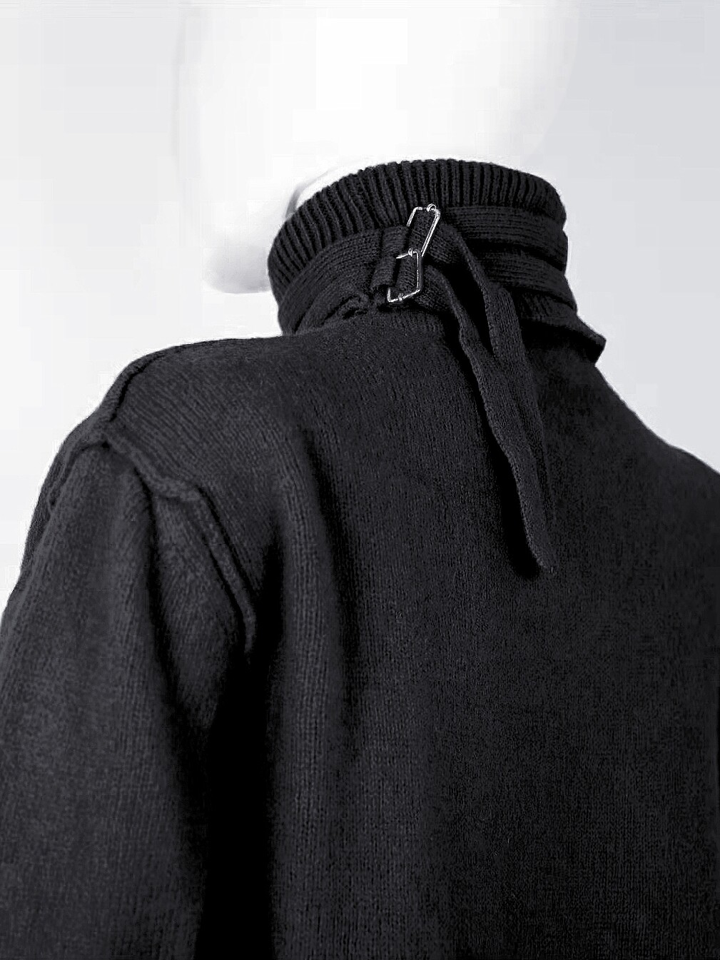 thumbnail for [in Stock] Raf19Fw Simons Slim Fit Knitted High Neck Tie Button Casual Sweater Base Shirt