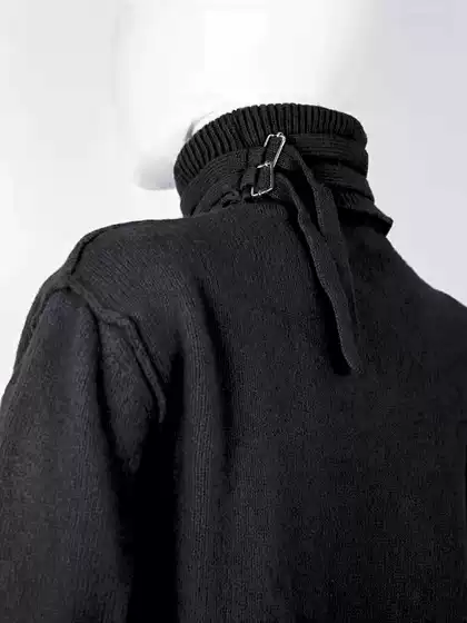 [in Stock] Raf19Fw Simons Slim Fit Knitted High Neck Tie Button Casual Sweater Base Shirt