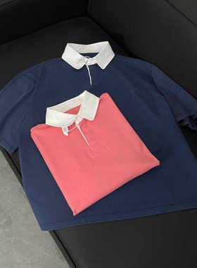 【现货】新贵老钱B/V风24SS新配色撞色OS宽松水洗休闲POLO短袖T恤