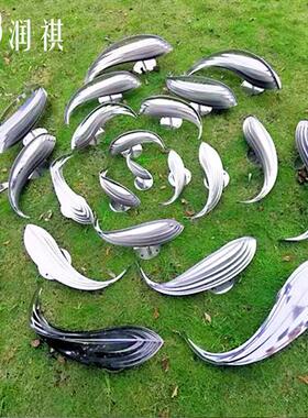 酒店售楼处地产轻奢水池镜面不锈钢抽象创意鱼摆件雕塑装饰品定制