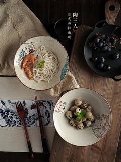 日式拉面碗陶瓷碗单个家用汤碗大号泡面碗筷碟套装商用味千斗笠碗