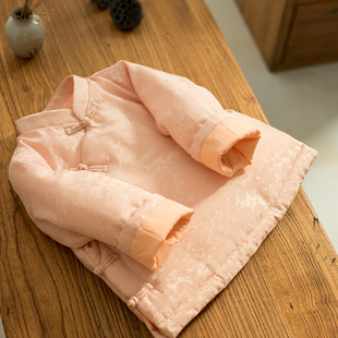 女宝拜年服冬唐装民国风复古女童中式棉服粉色薄款儿童轻便小棉袄