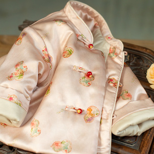 原创葫芦棉服真丝羊绒汉服冬女童日常可穿宝宝拜年服喜庆儿童衣服