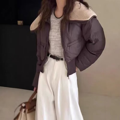 咖色大毛领YU绒服