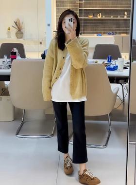 黄色慵懒风显白宽松开衫