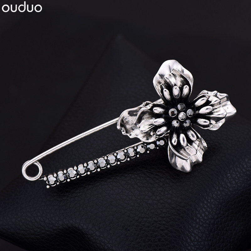 韩复古做旧大花朵毛衣开衫别针扣 百搭大气花卉胸针时尚胸花饰品