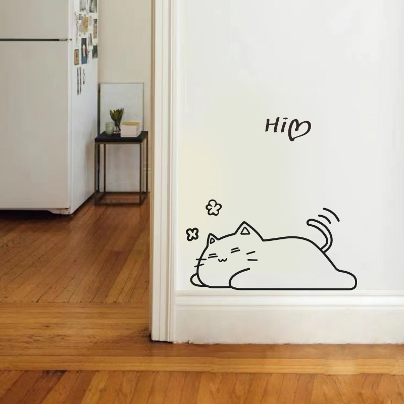 墙角玻璃门窗底部装饰猫咪贴纸