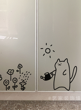 卡通创意手绘猫咪贴纸防水玻璃贴
