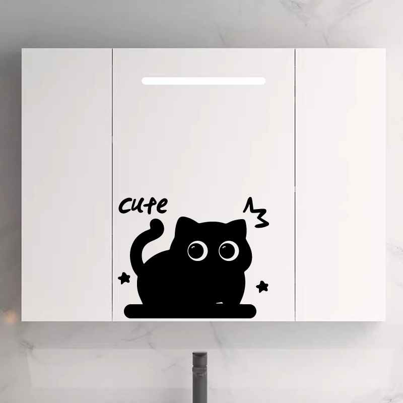 cute可爱卡通小黑猫平面贴纸美化