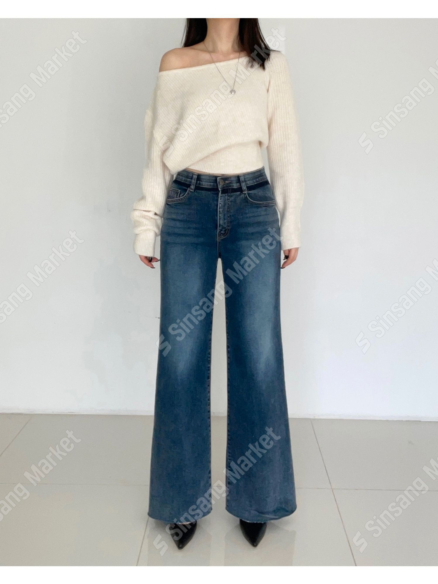 韩国直邮东大门正品代购2025冬季 howluk 2506-2 加绒阔腿牛仔裤