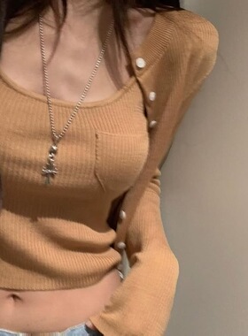 韩国直邮东大门正品代购2026春季新款 virkin 洋气两件套针织开衫