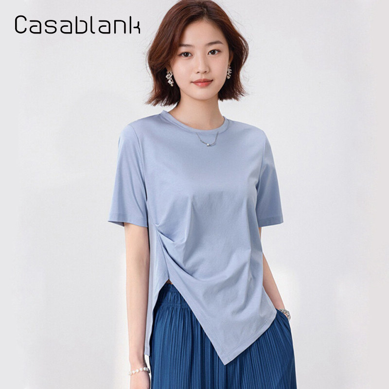 Casablank丝光棉高端简约短袖T恤
