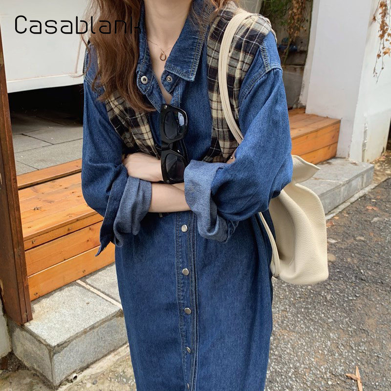 高级感减龄学院风牛仔连衣裙