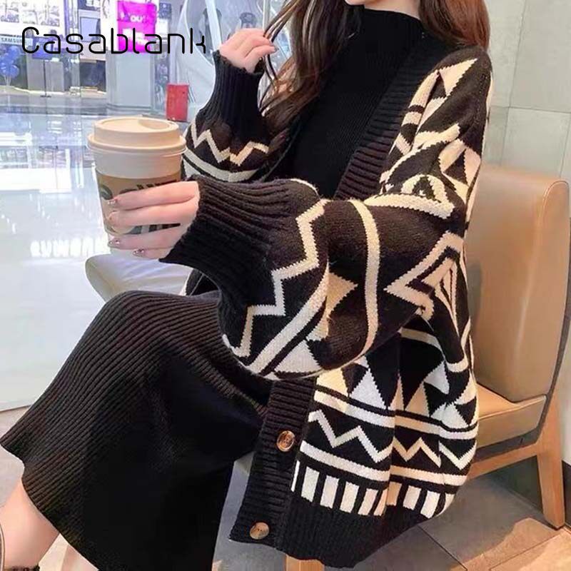 Casablank慵懒风提花毛衣套装