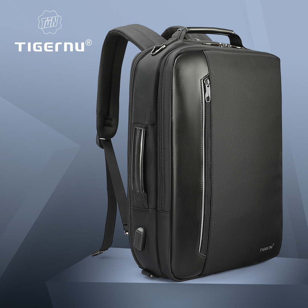 Tigernu礼品男包商务双肩包一包多用男士多功能旅行背包