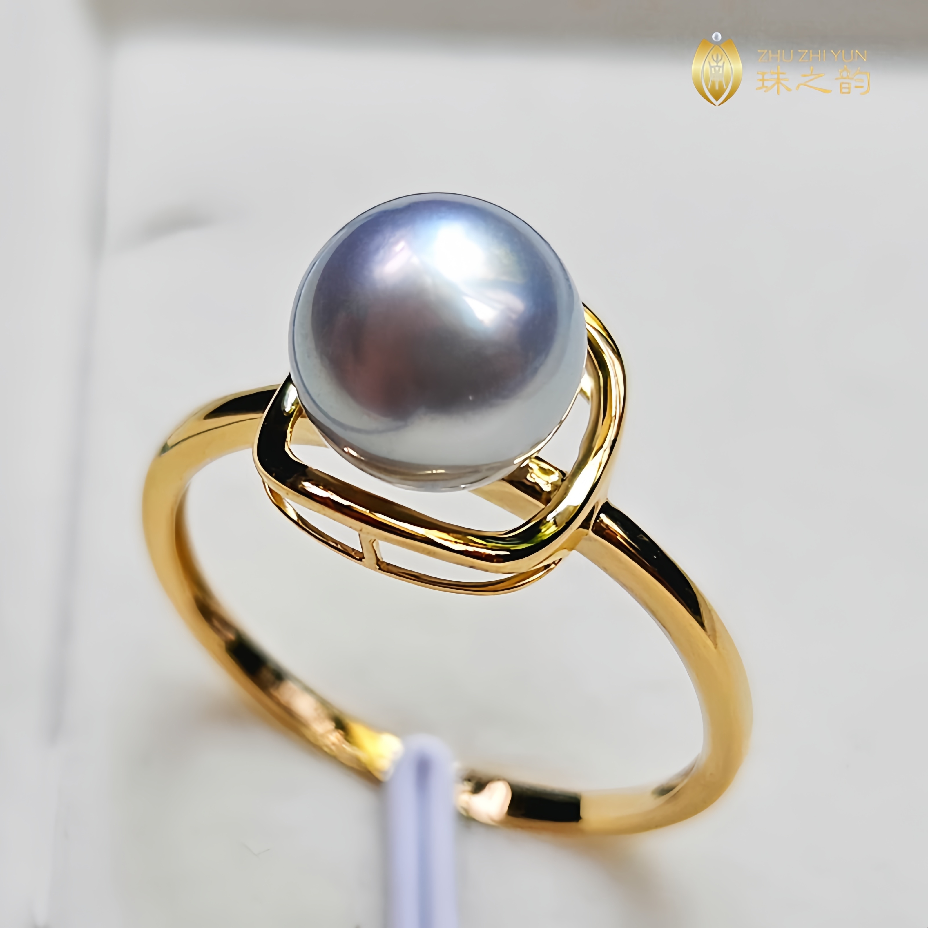 极光真多麻海水珍珠戒指18k金