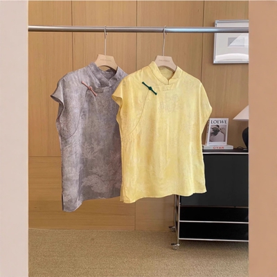 提花小衫旗袍短袖衬衫上衣