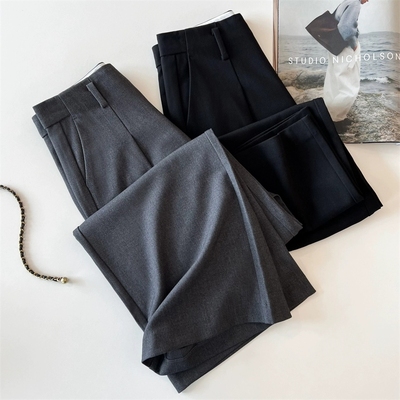 羊毛西裤高腰垂感阔腿西装裤