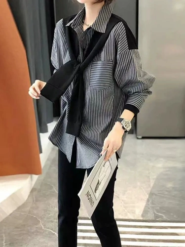 Drag Cool Women's High -Agrade Black -Gray Striped Strip Top Skirts женский дизайн Sense Fashion Wear Variane Temperament 2024 Новые модели