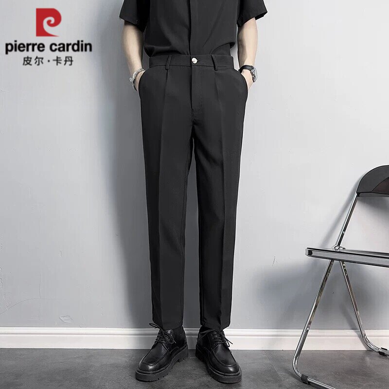 皮尔卡丹修身直筒西装休闲裤男2026春夏季高级垂感商务九分小西裤