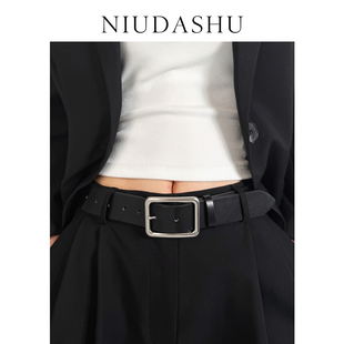 皮带女2025年新款真皮装饰牛皮简约百搭学生配牛仔裤腰带女黑宽版