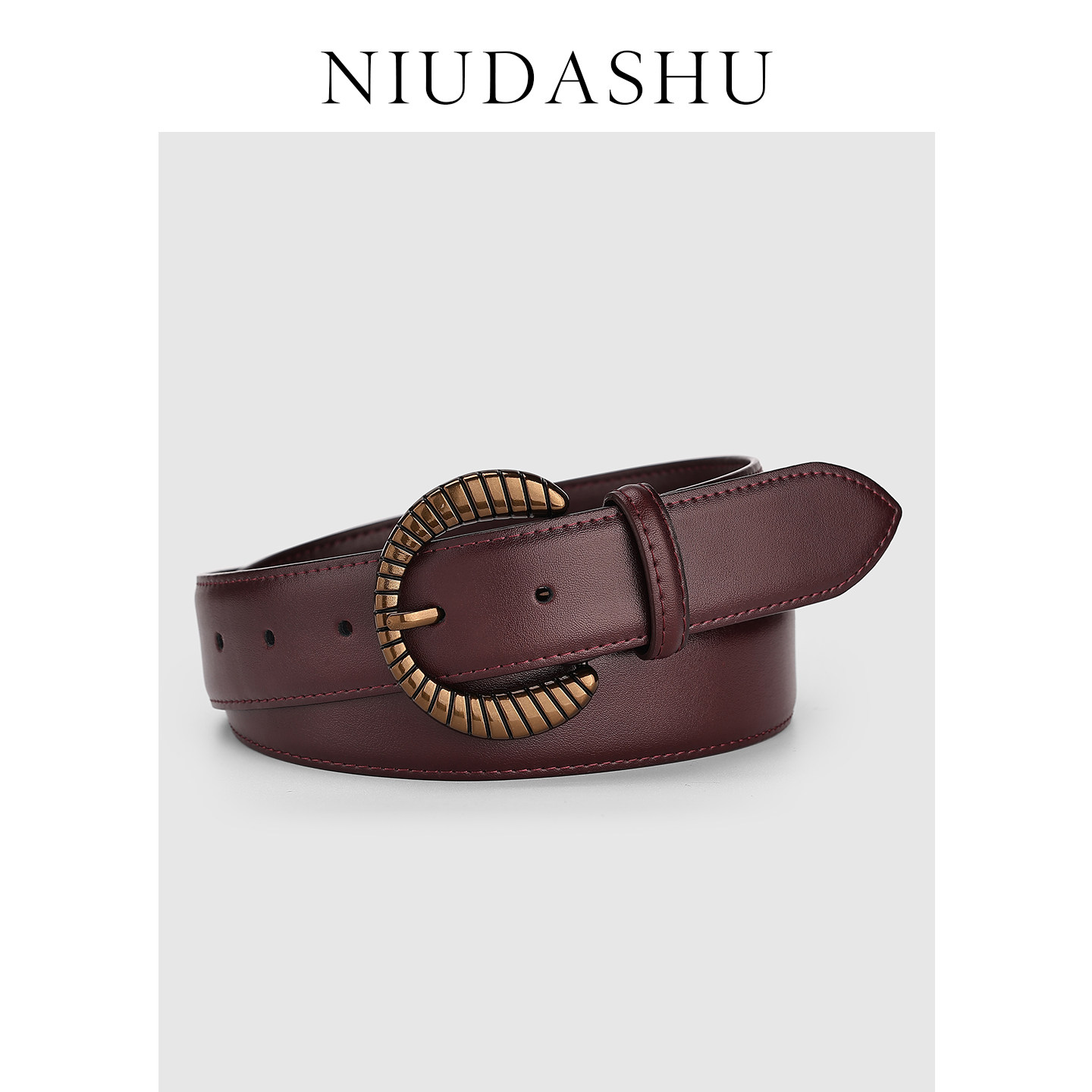 2026春季真皮腰带女黑色针扣装饰简约百搭显瘦设计感小众款皮带宽