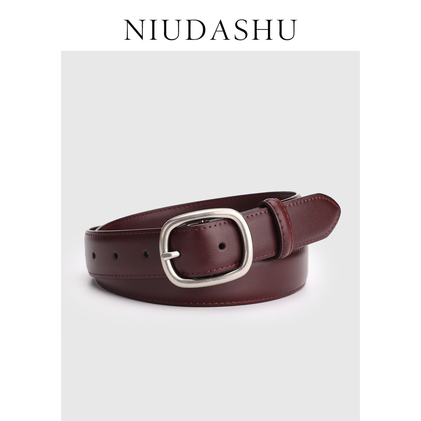 安可拉本命年红色真皮腰带女针扣百搭装饰皮带女款时尚腰带显瘦潮