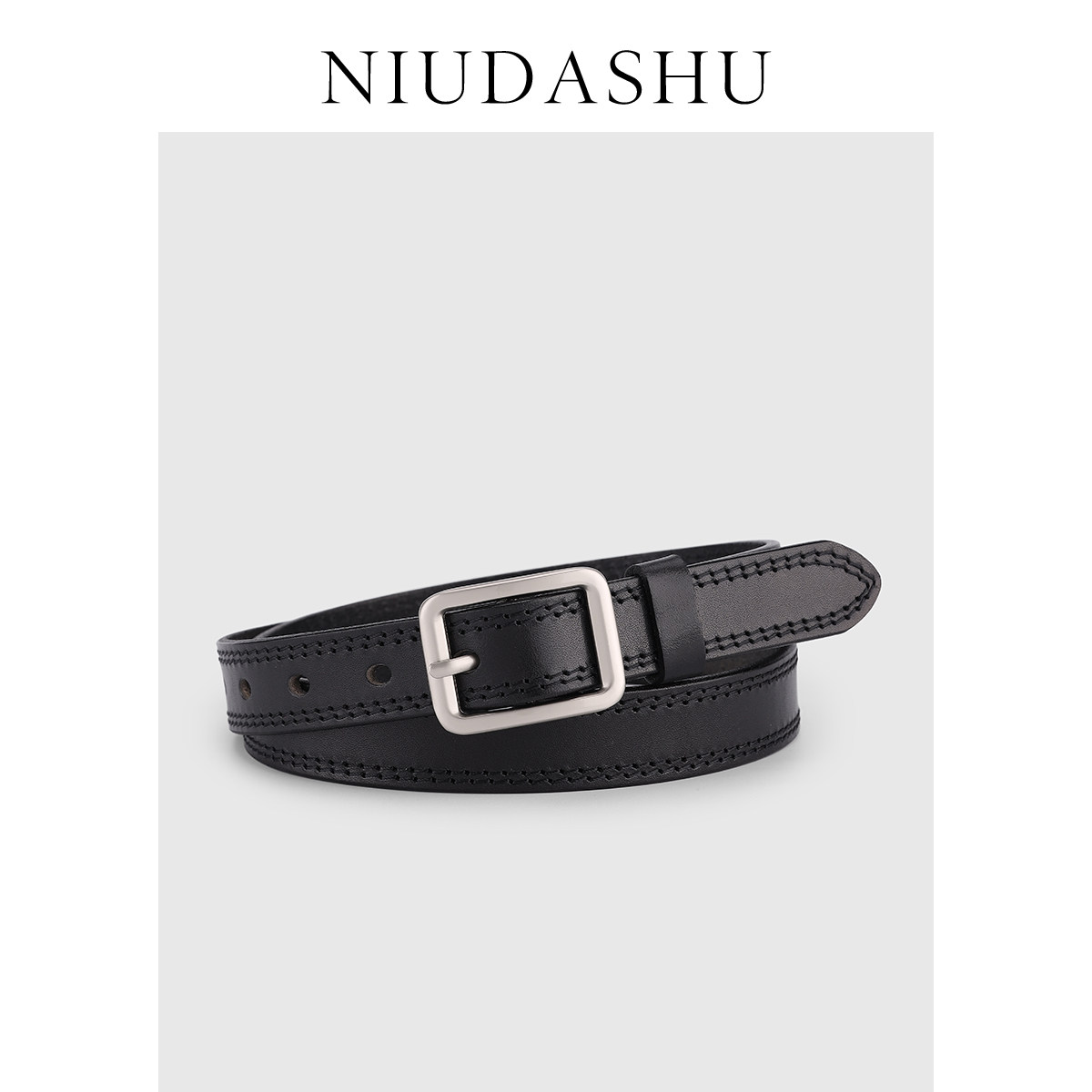 女士皮带真皮装饰小众头层牛皮韩版牛皮配牛仔裤腰带女黑色潮流