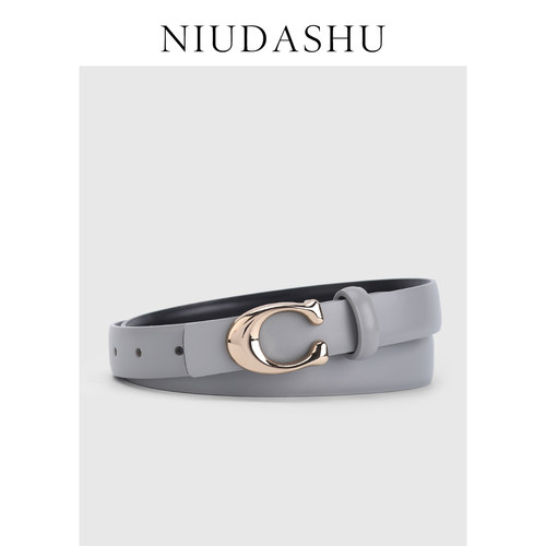 皮带女真皮马蹄形状平滑扣